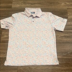 Hogan Men's Polo Shirt with Pink and Blue Floral Pattern